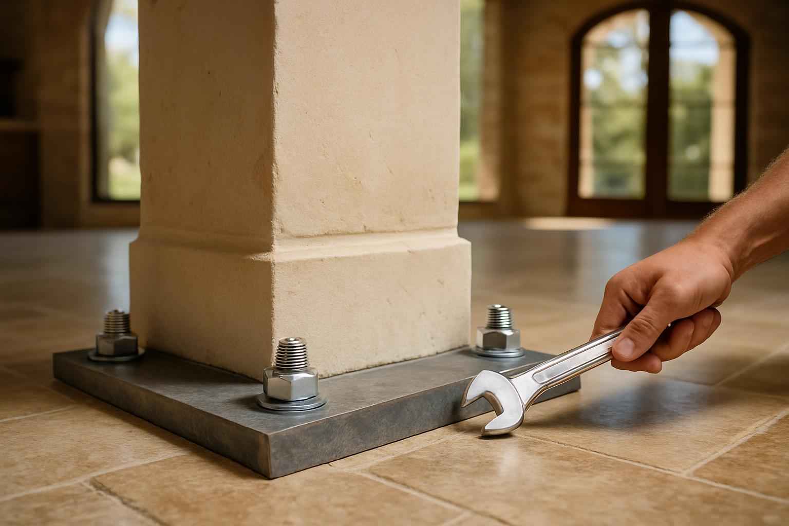Column Base Plate Install in Fredericksburg TX