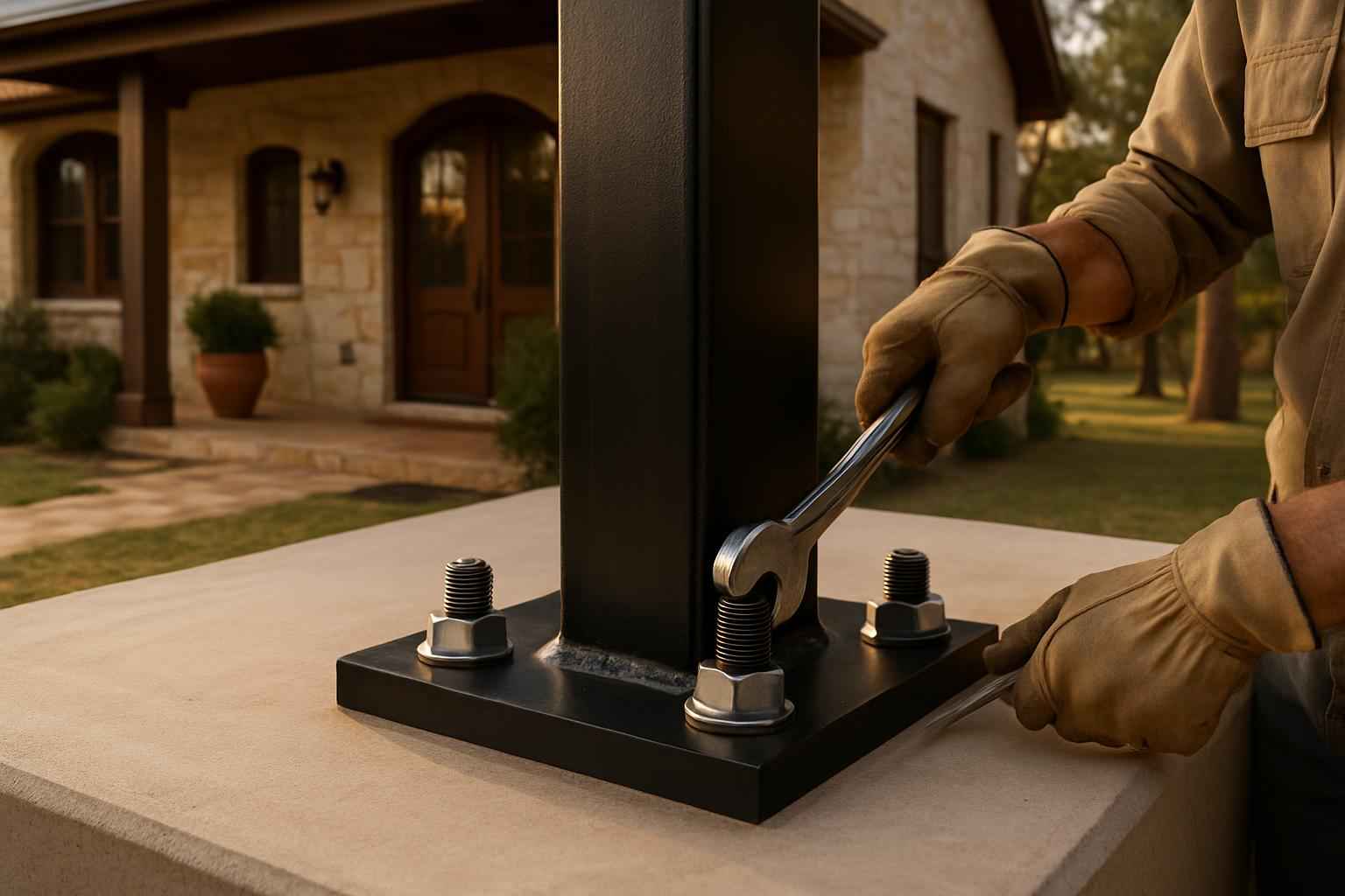 Column Base Plate Install in Luckenbach TX
