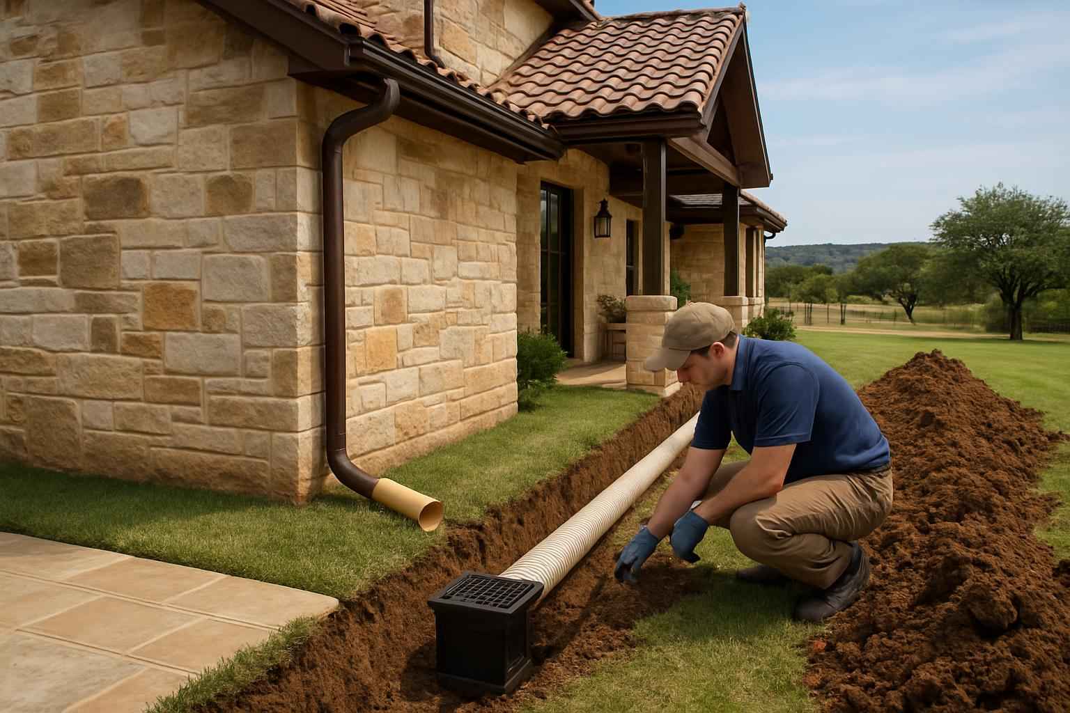 Gutter Outfall Drainage Service in Hye TX