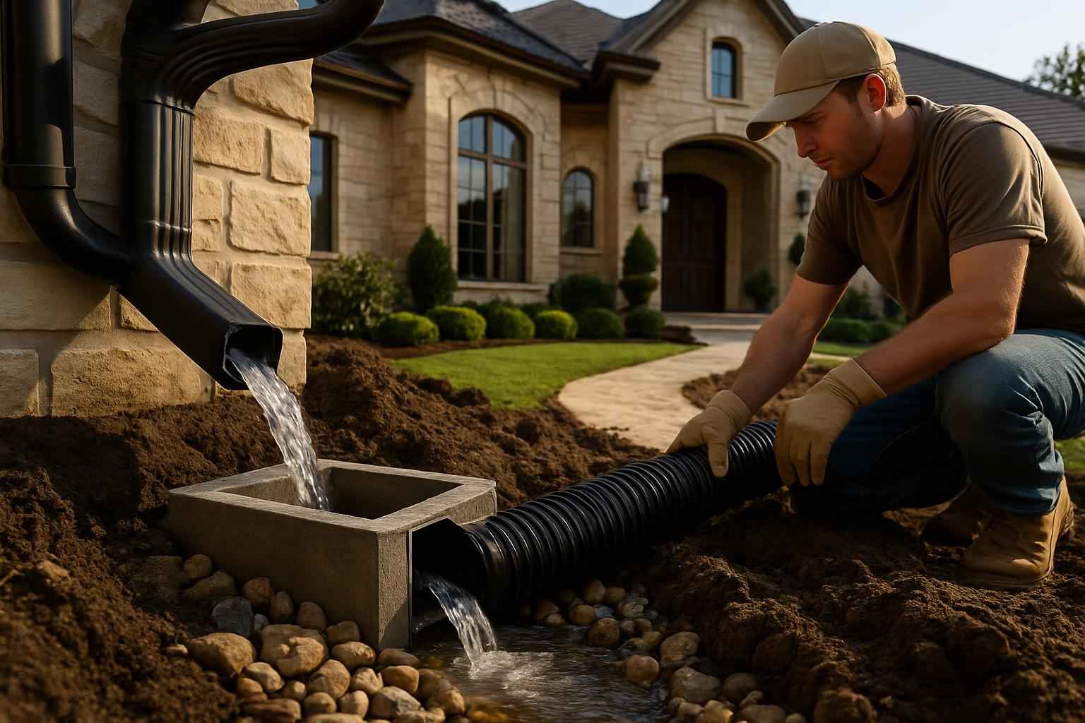 Gutter Outfall Drainage Service in Luckenbach TX