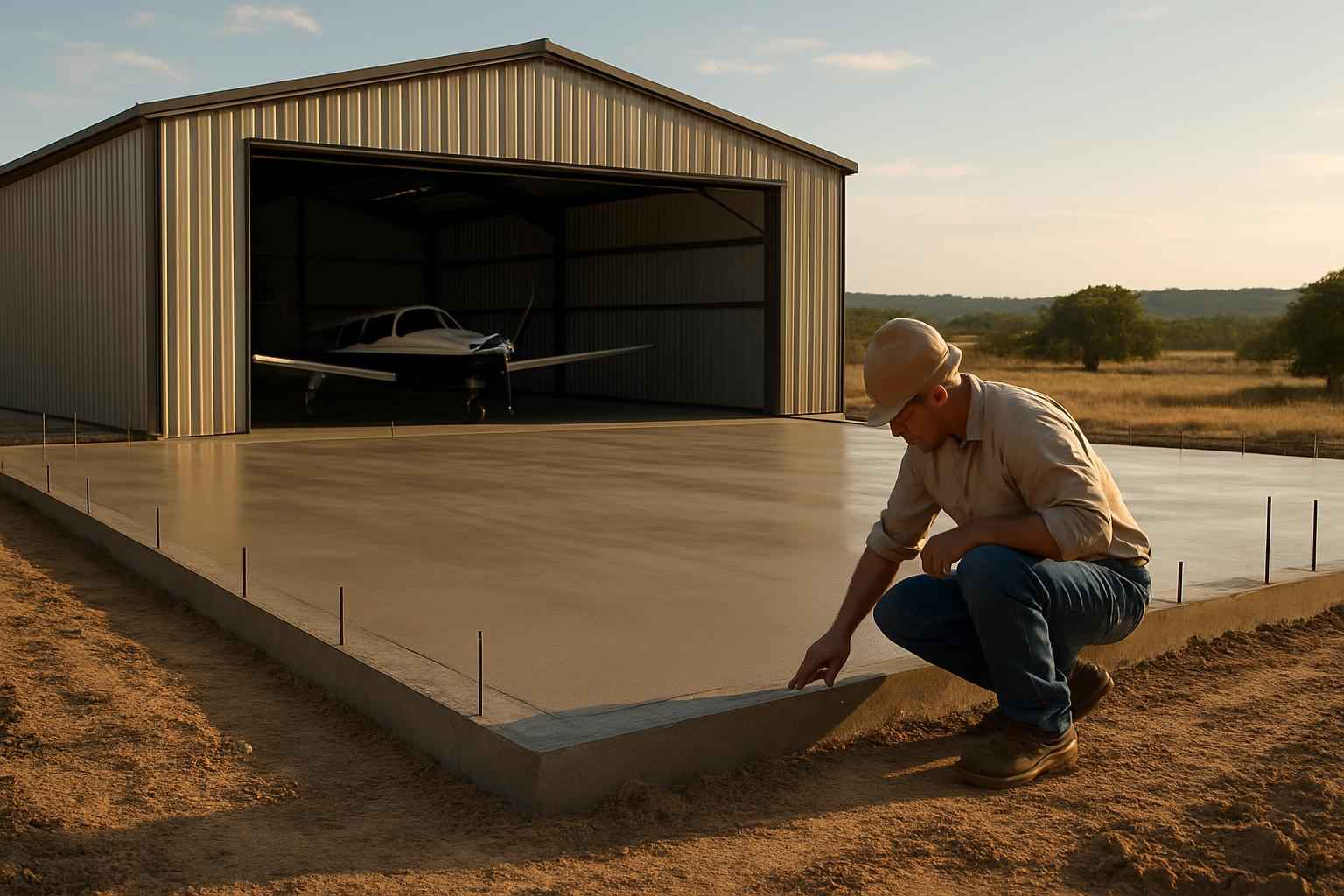 Hangar Slab Foundation Contractor in Hye TX