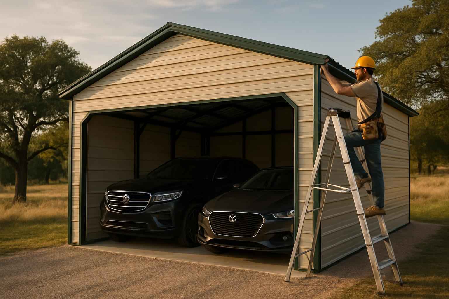 Two Car Metal Garage Contractor in Doss TX