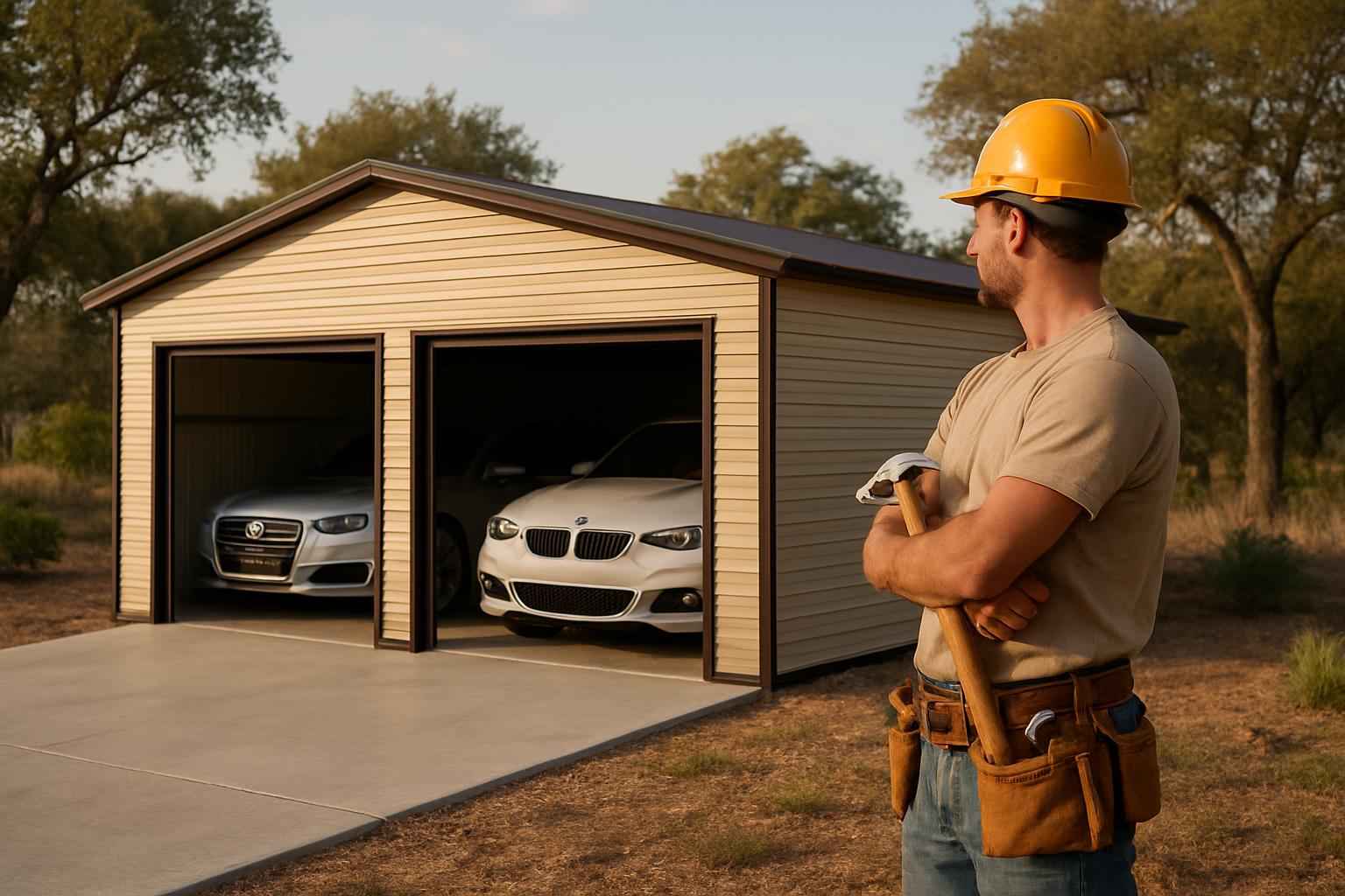 Two Car Metal Garage Contractor in Fredericksburg TX