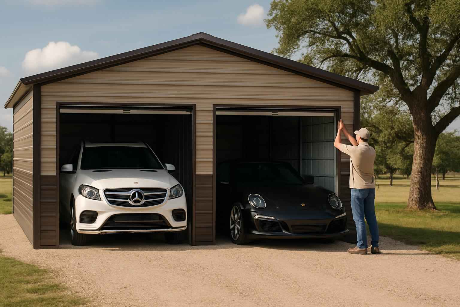 Two Car Metal Garage Contractor in Luckenbach TX