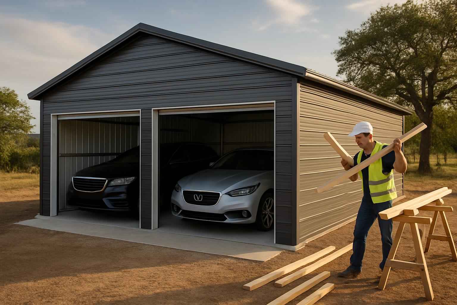 Two Car Metal Garage Contractor in Willow City TX