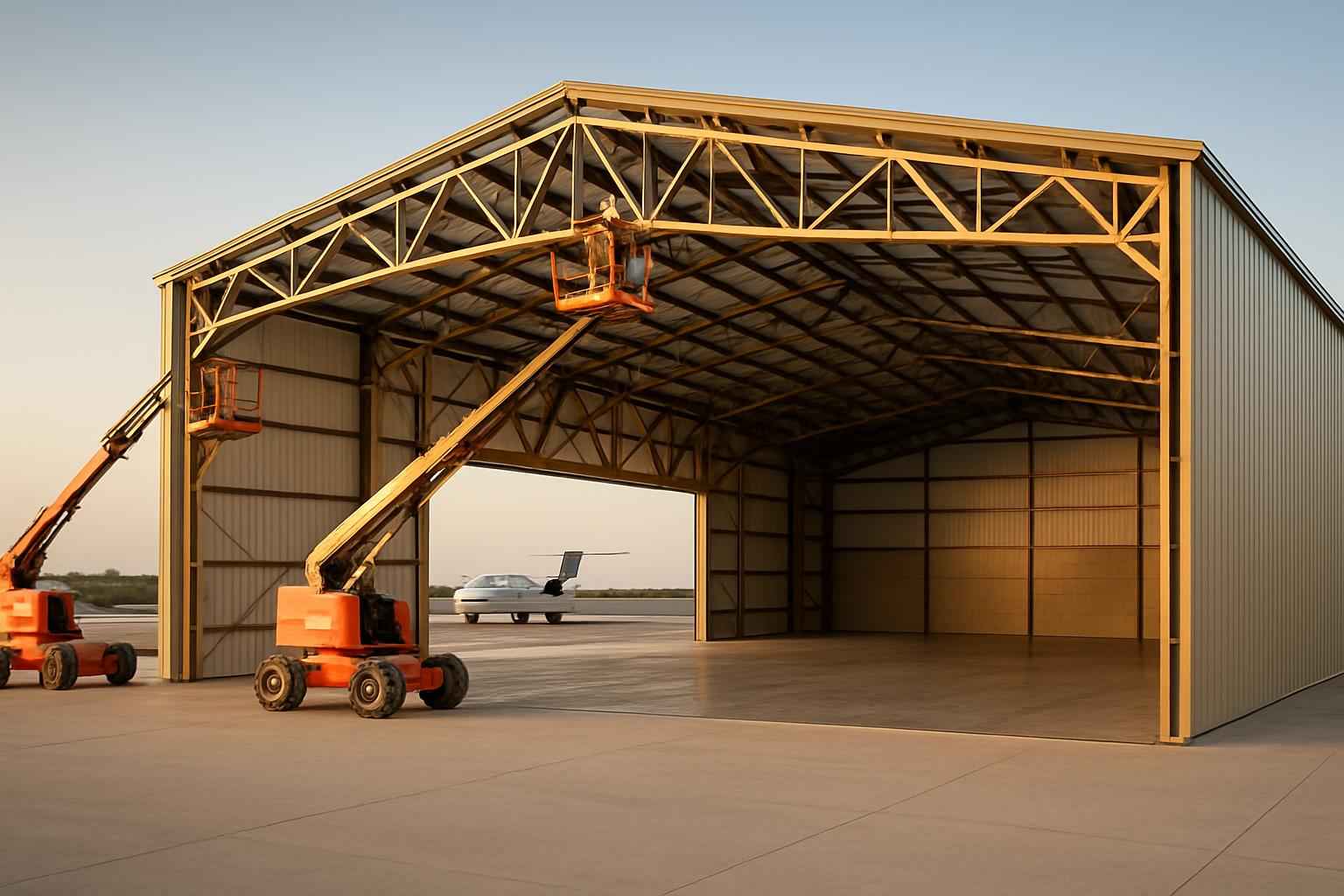 Clear Span Hangar Construction in Center Point TX