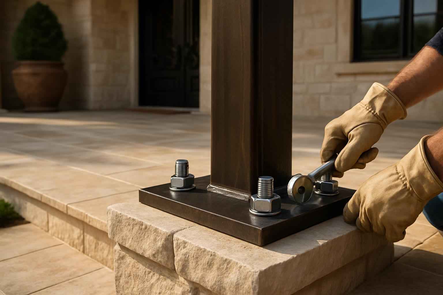 Column Base Plate Install in Blanco TX