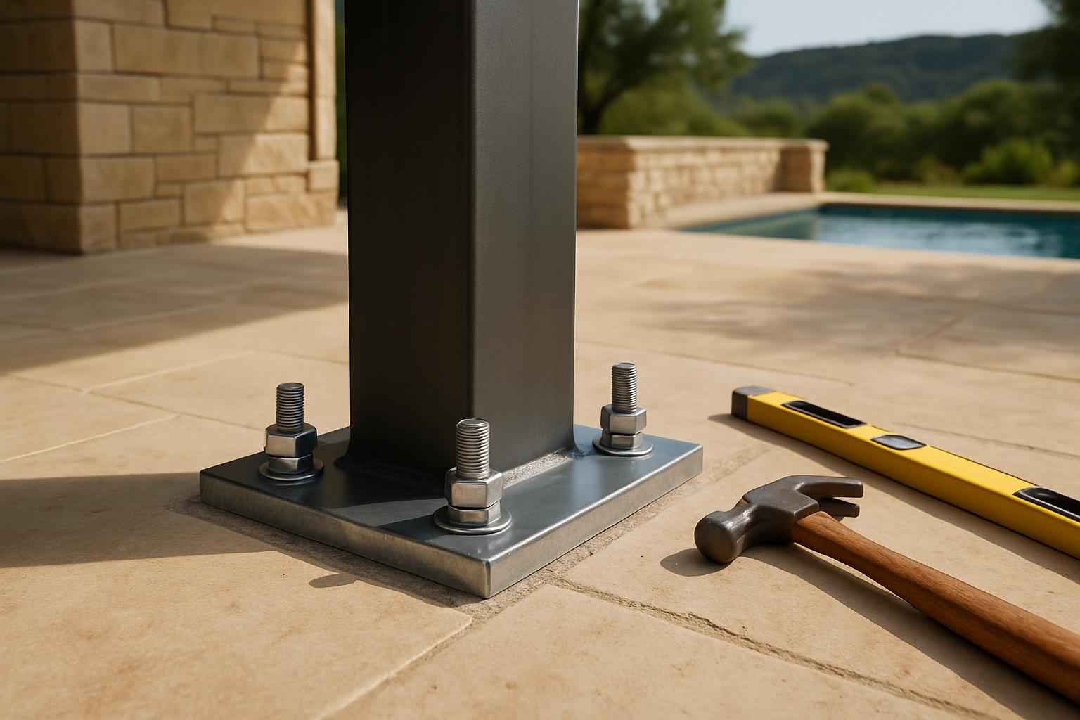 Column Base Plate Install in Ingram TX