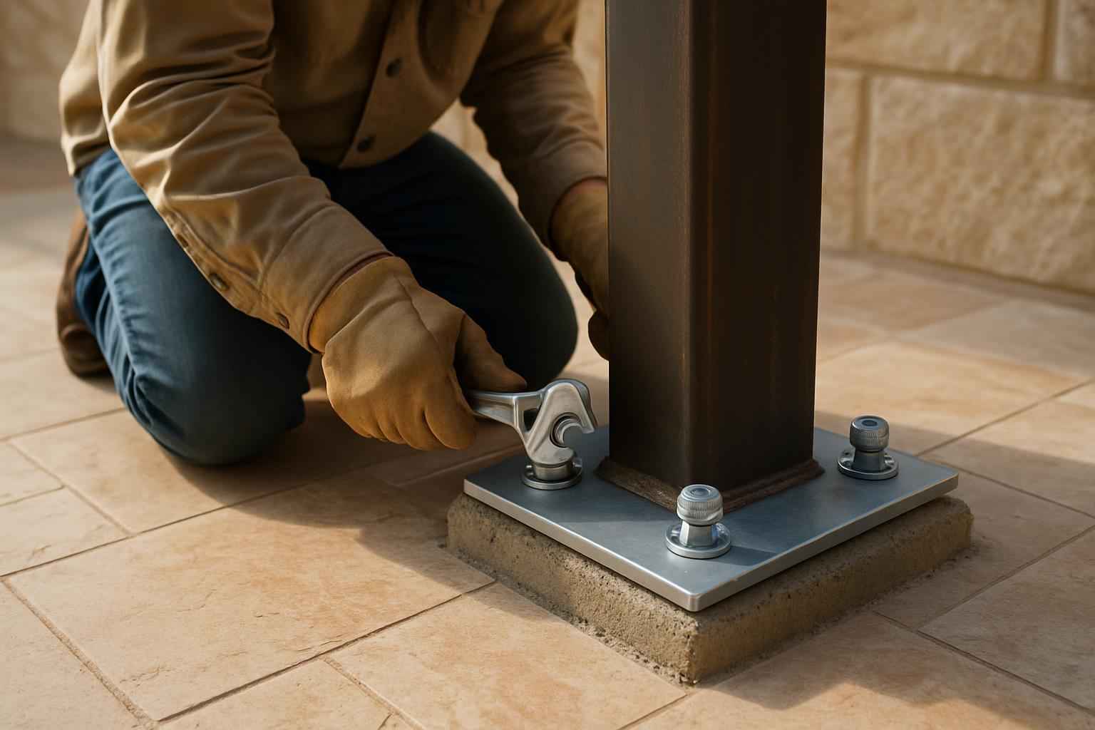 Column Base Plate Install in Kerrville TX