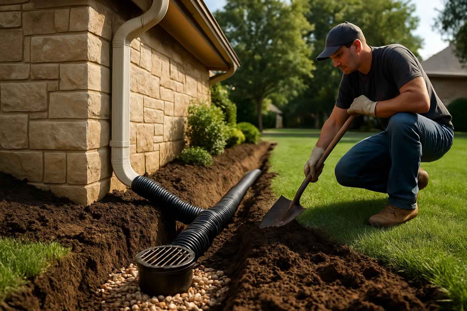 Gutter Outfall Drainage Service in Harper TX