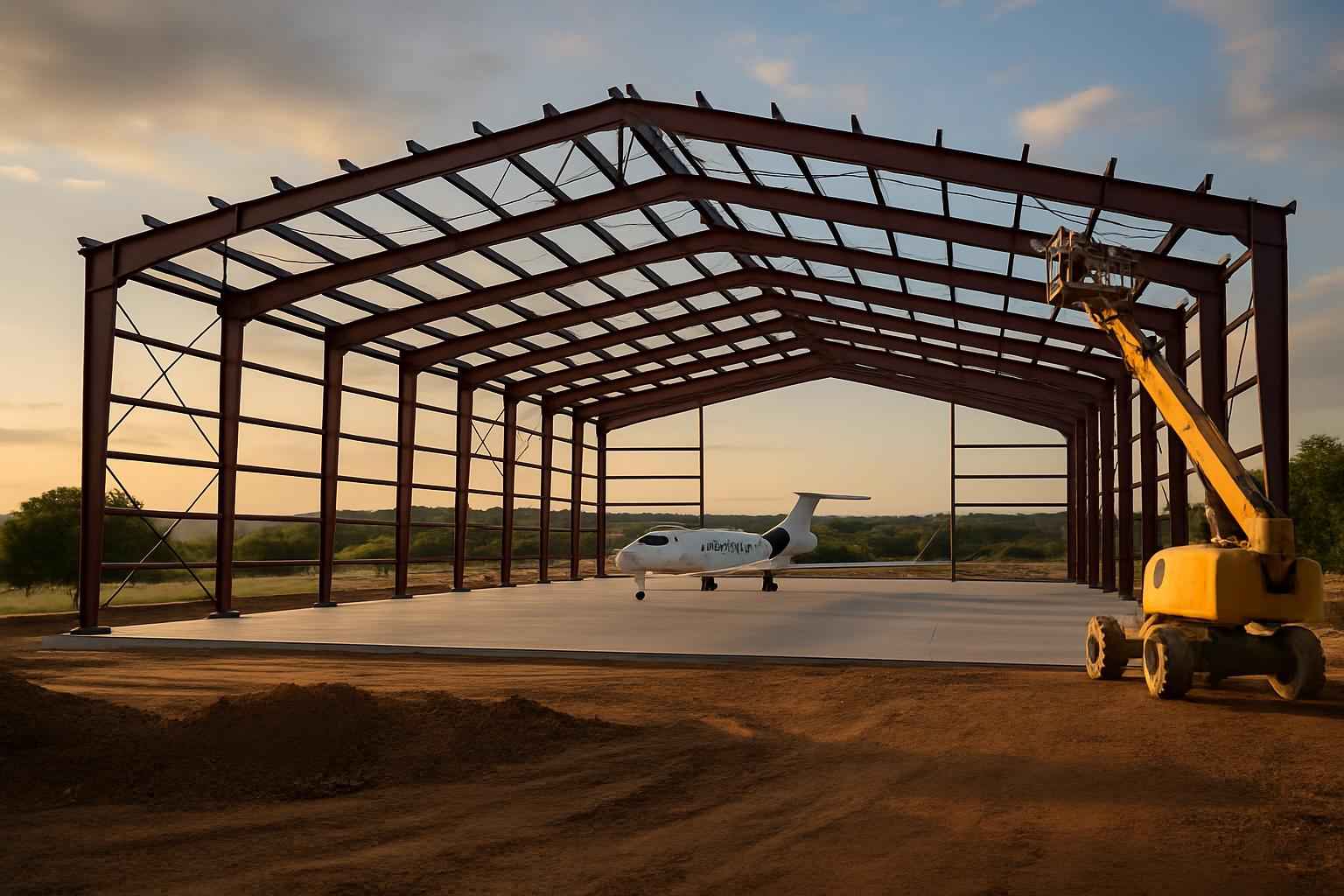 Clear Span Hangar Construction in Cypress Mill TX