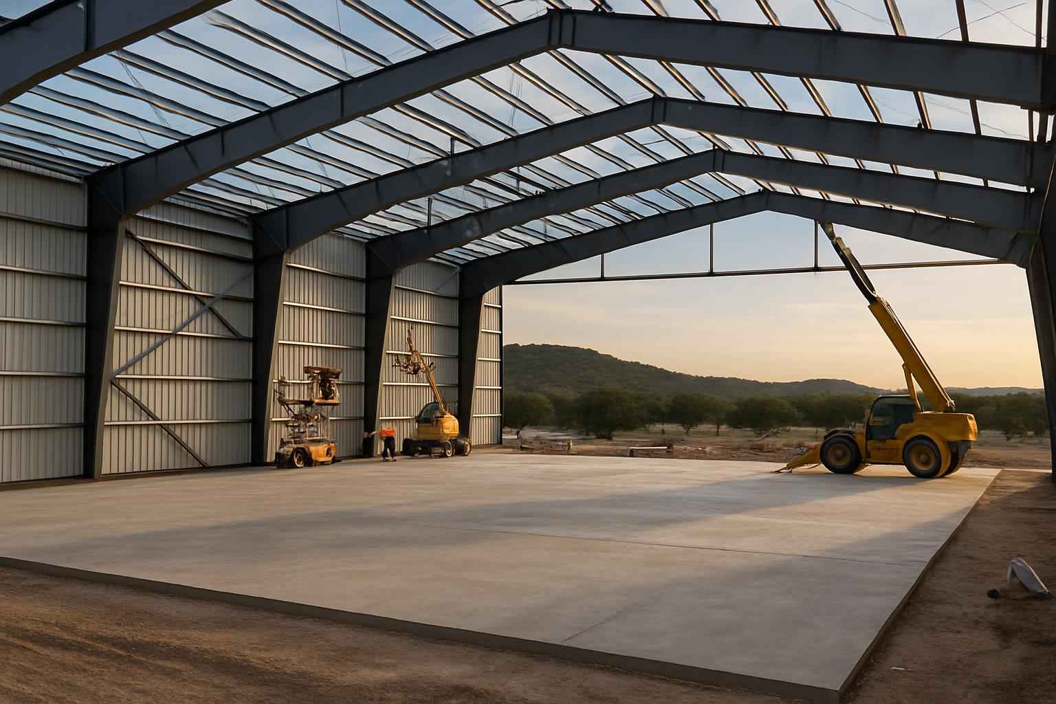 Clear Span Hangar Construction in Round Mountain TX