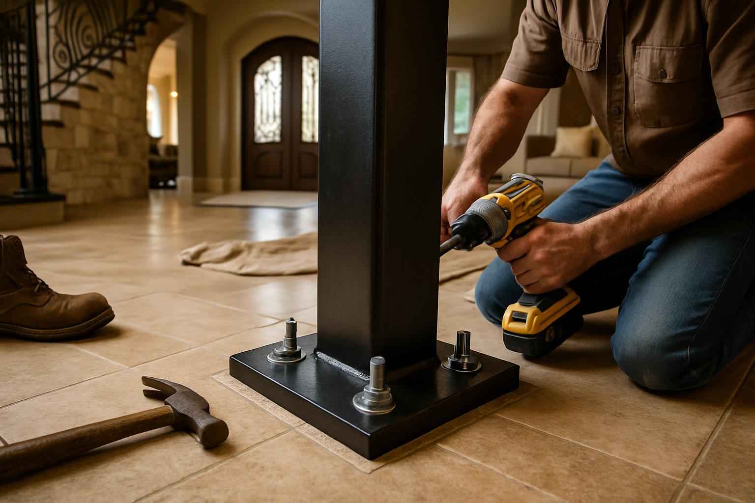 Column Base Plate Install in Kendalia TX