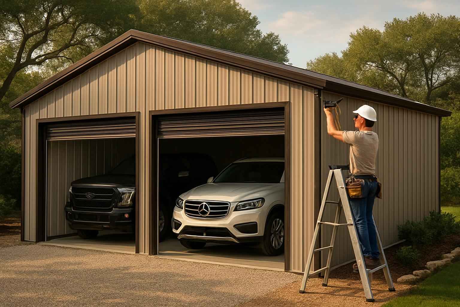 Two Car Metal Garage Contractor in Boerne TX