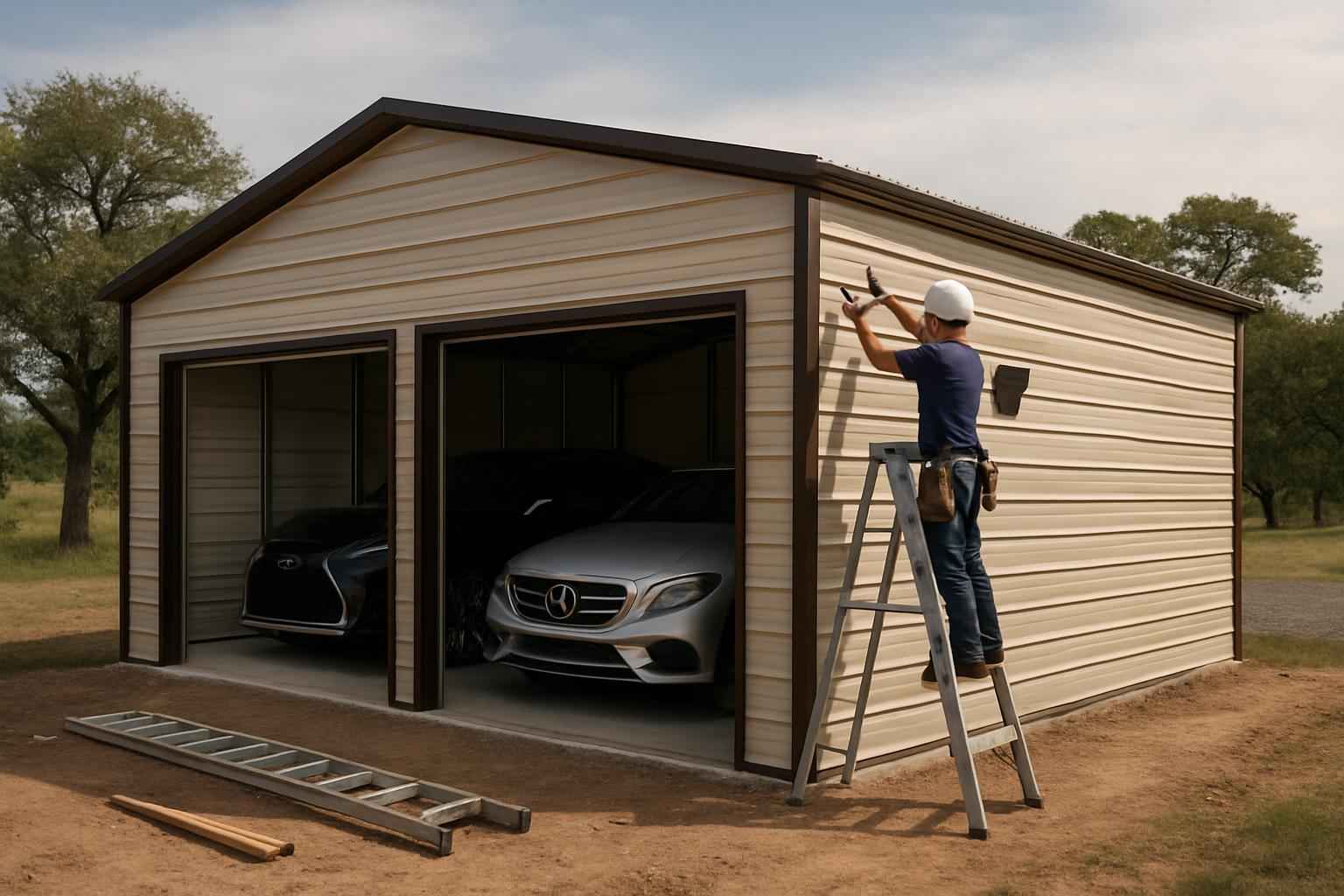 Two Car Metal Garage Contractor in Cypress Mill TX