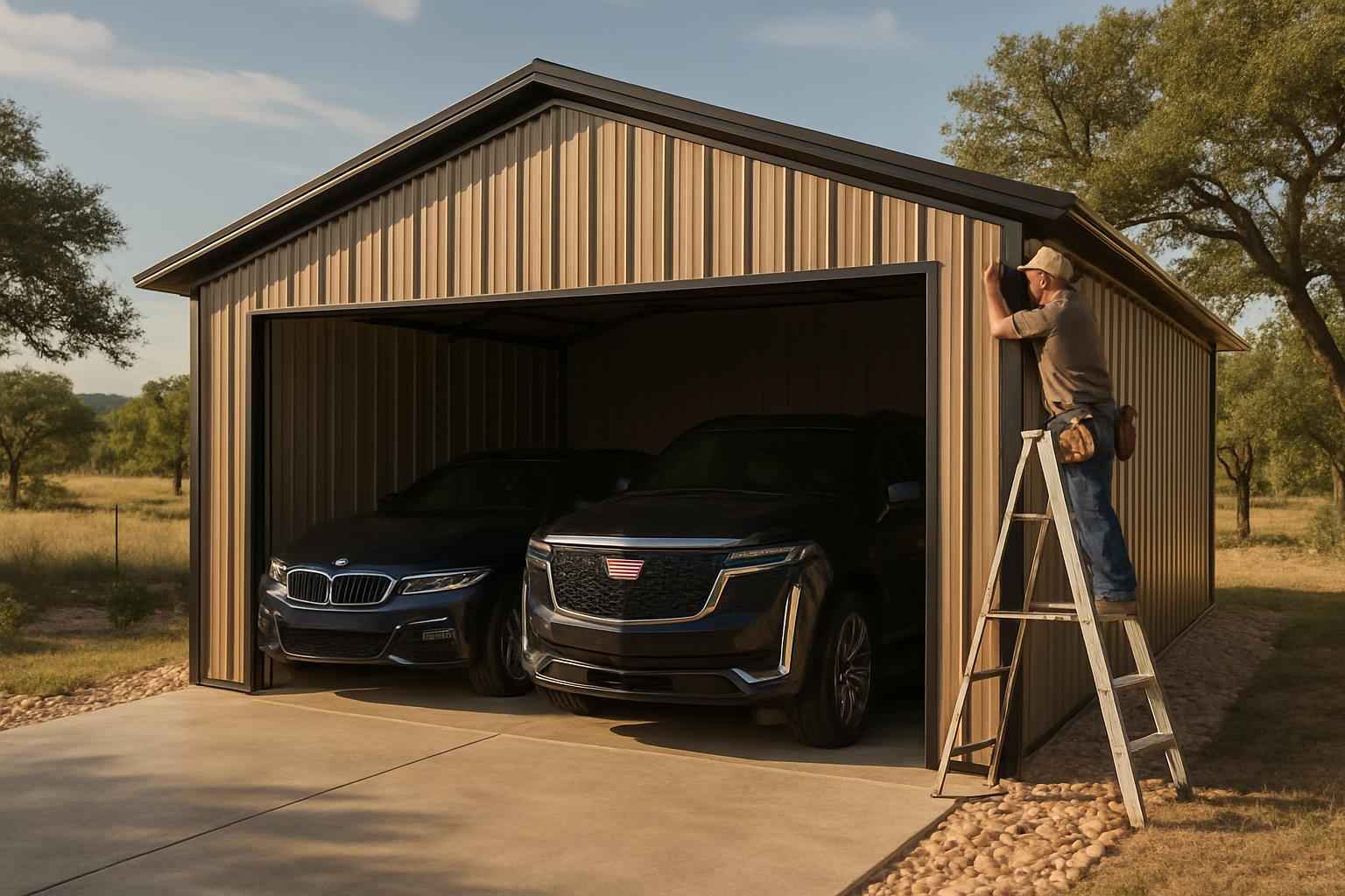 Two Car Metal Garage Contractor in Kendalia TX