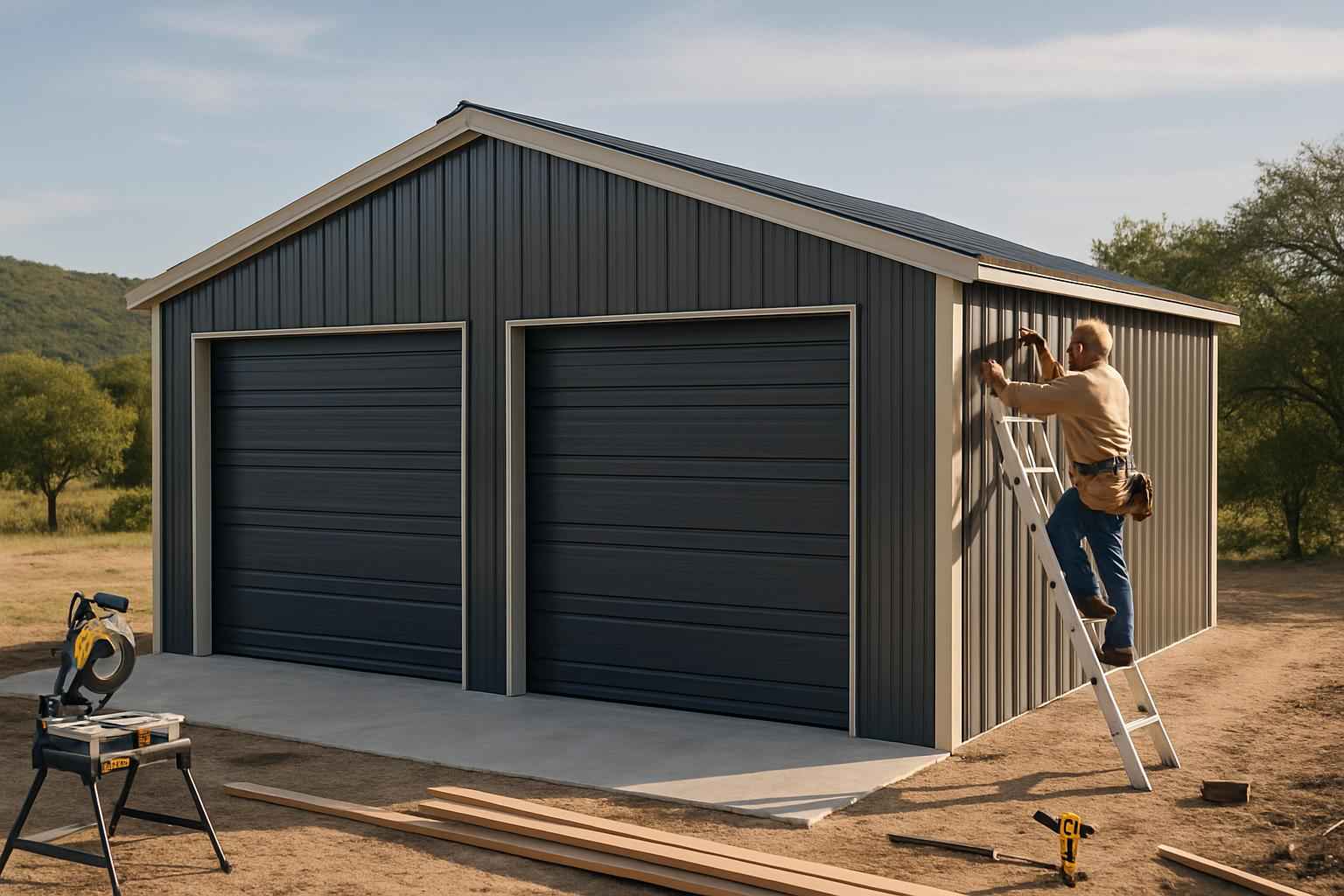 Two Car Metal Garage Contractor in Round Mountain TX