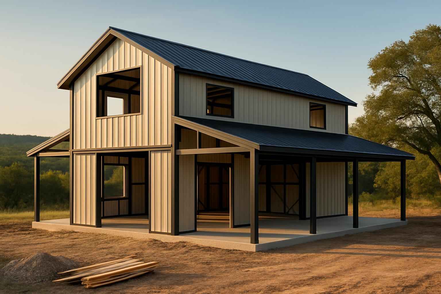Barndominium Shell Construction in Medina TX