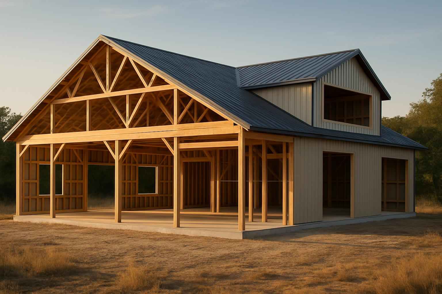 Barndominium Shell Construction in Pipe Creek TX