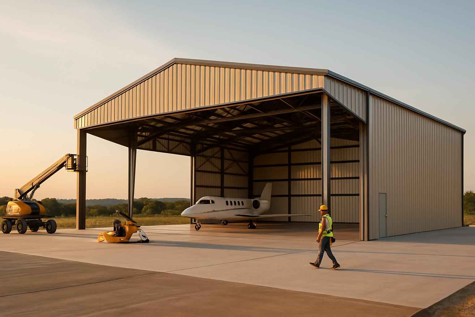 Clear Span Hangar Construction in Pipe Creek TX
