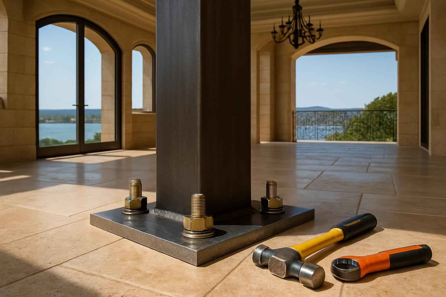 Column Base Plate Install in Horseshoe Bay TX