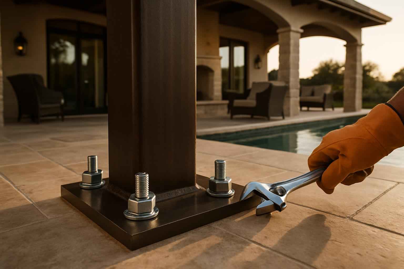 Column Base Plate Install in Kingsland TX