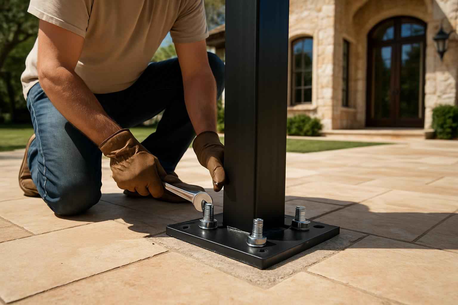 Column Base Plate Install in Medina TX