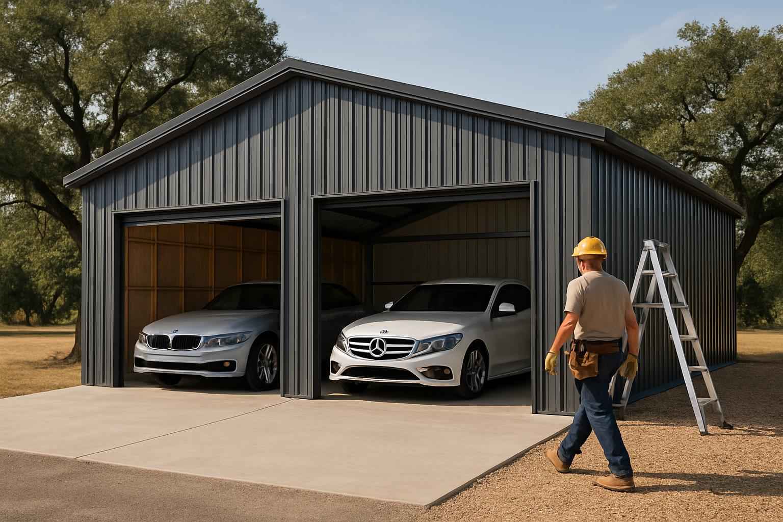 Two Car Metal Garage Contractor in Mason TX