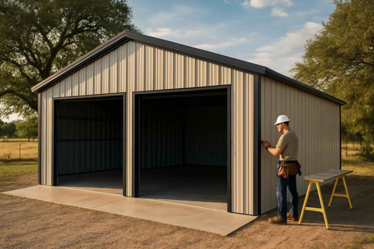 two car metal garage contractor in stonewall tx