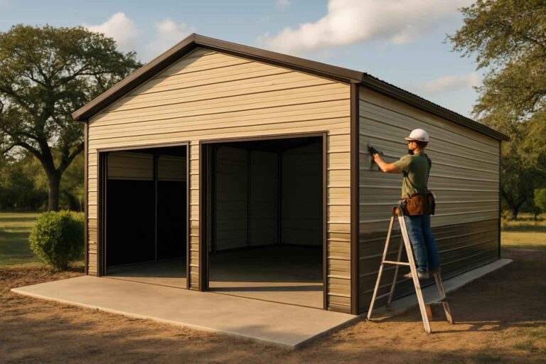 two car metal garage contractor in center point tx