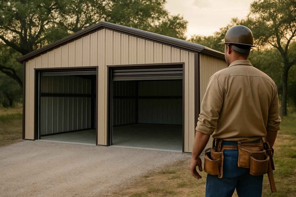 two car metal garage contractor in comfort tx