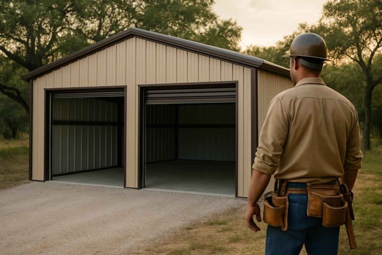 two car metal garage contractor in comfort tx