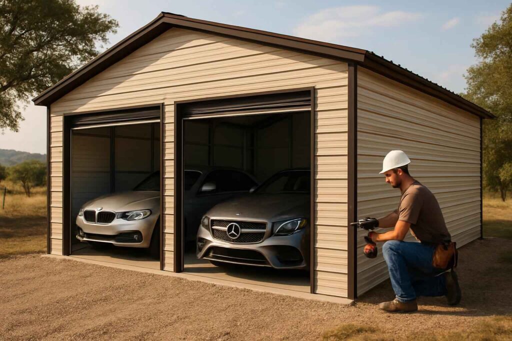 two car metal garage contractor in harper tx