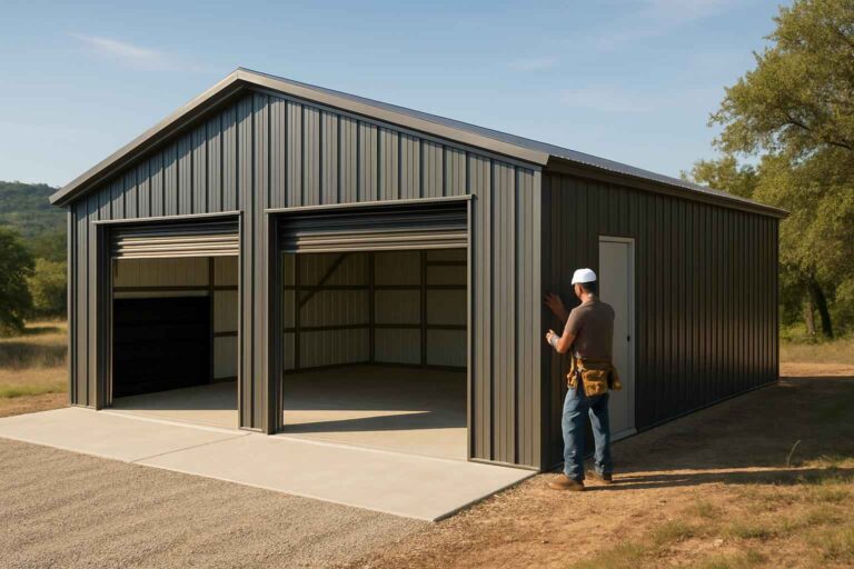 two car metal garage contractor in ingram tx