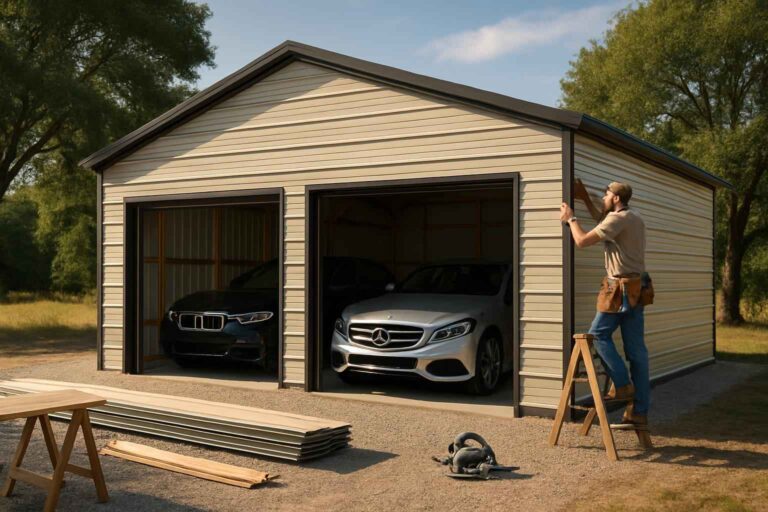 two car metal garage contractor in johnson city tx