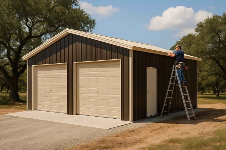 two car metal garage contractor in sisterdale tx