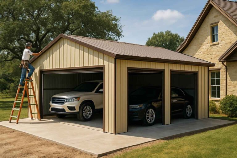 two car metal garage contractor in waring tx