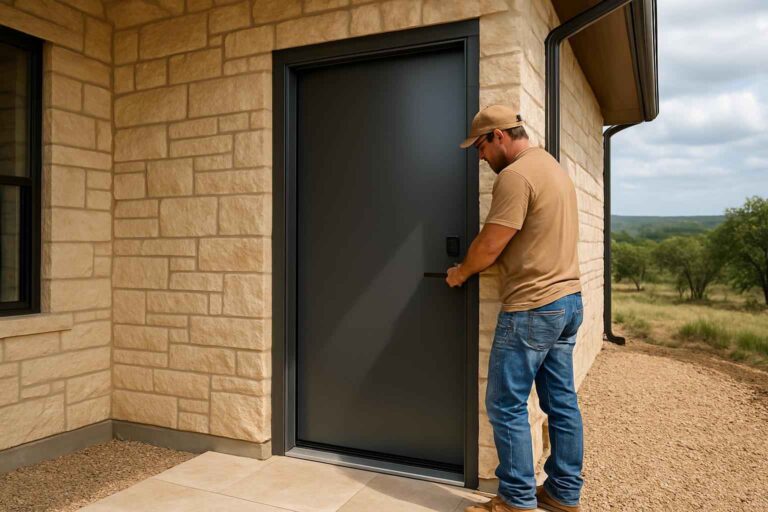 steel walk door installer in round mountain tx
