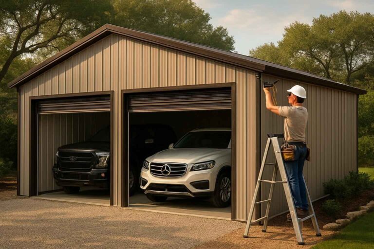 two car metal garage contractor in boerne tx