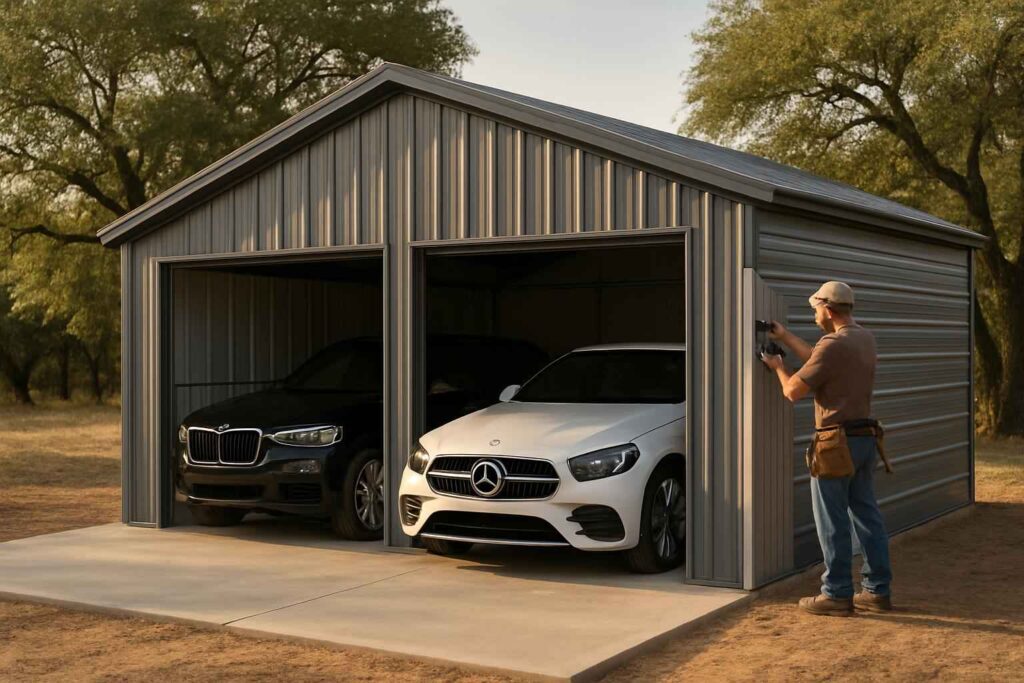 two car metal garage contractor in hunt tx