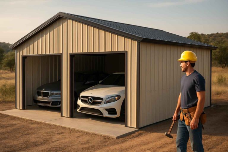 two car metal garage contractor in llano tx