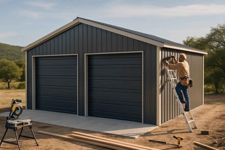 two car metal garage contractor in round mountain tx