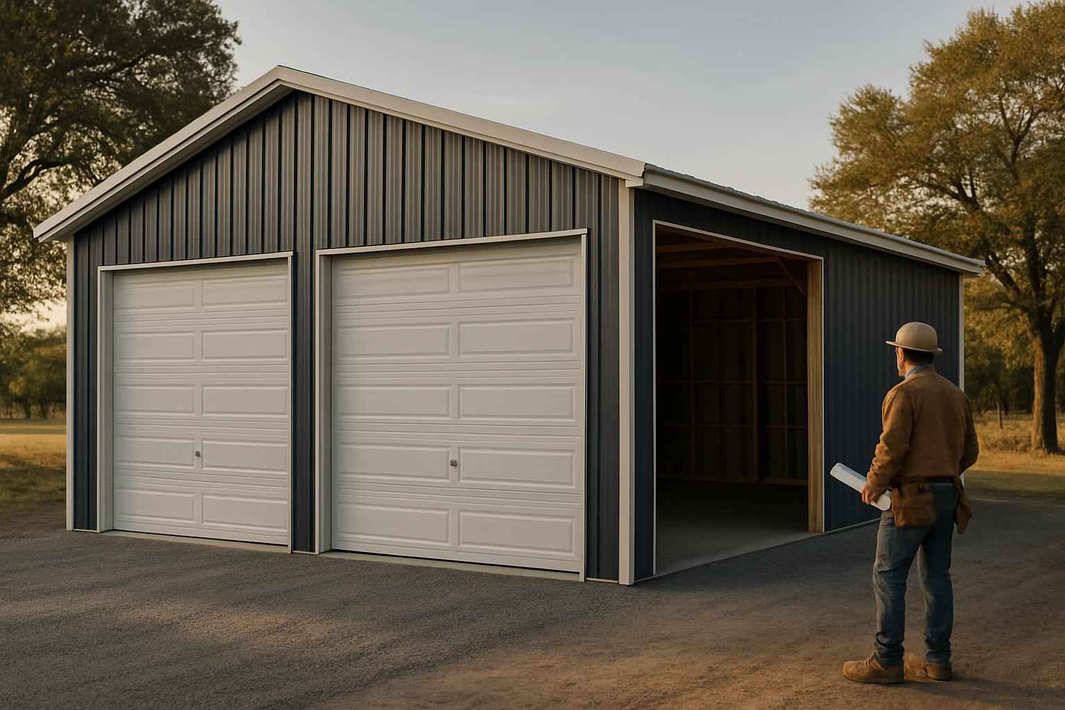 two car metal garage contractor in kingsland tx