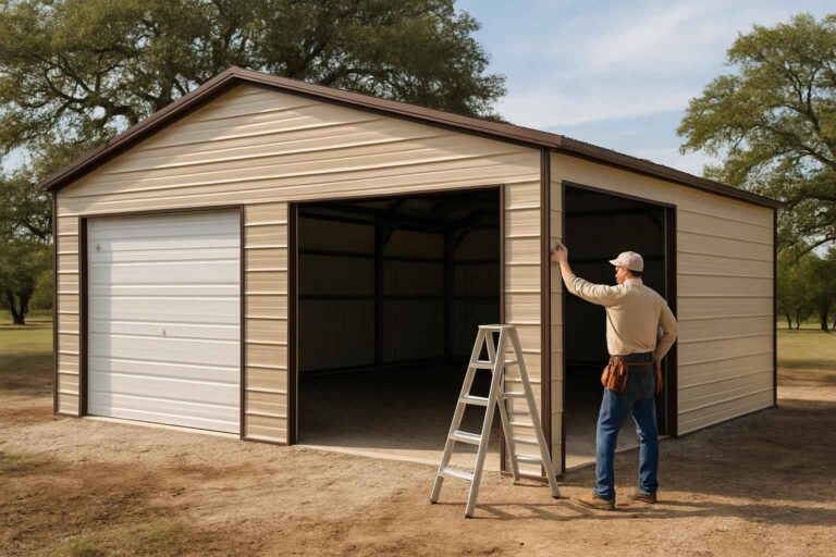 two car metal garage contractor in medina tx