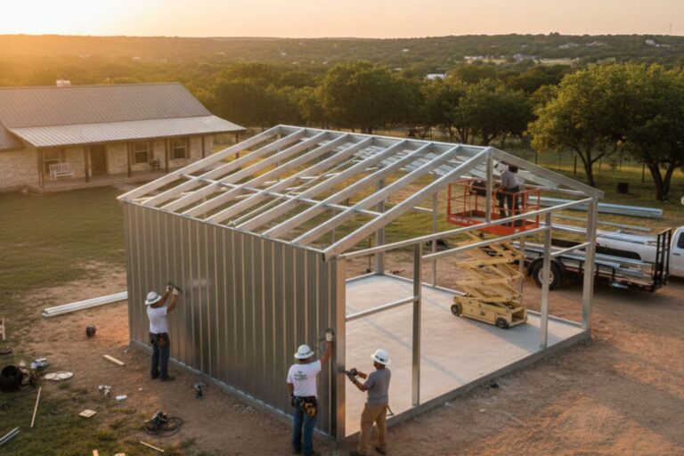 Two Car Metal Garage Contractor in Burnet TX